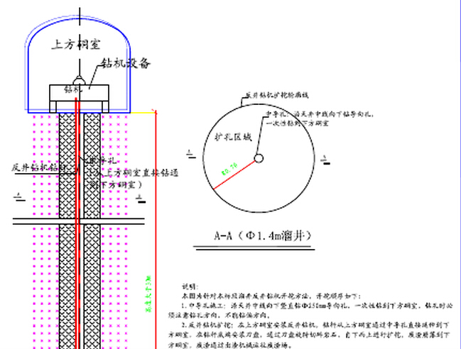 溜井反井鉆機開挖示意圖